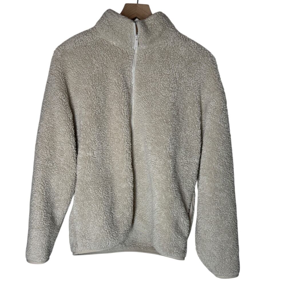 Victoria’s Secret PINK Sherpa Fleece Zip Jacket Cream Cozy Medium